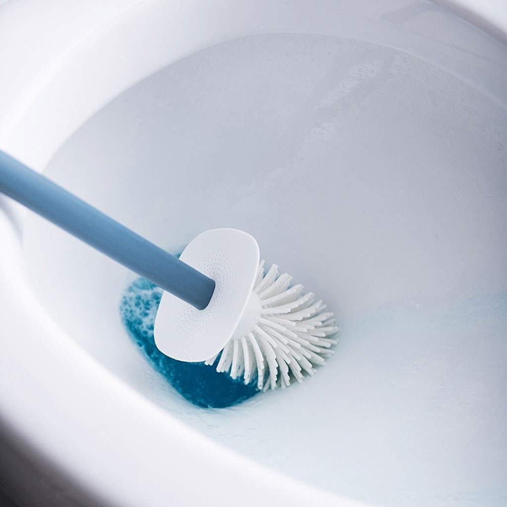 Diseño Clásico Escobilla de baño, WC independiente cepillo de plástico y soporte de mango largo cepillo de limpieza, cepillo suave de la cabeza no dañará la superficie del inodoro Escobillas de Baño