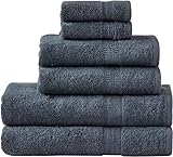 Yaava Dreams | 6 Teiliges Handtuch Set | 100% Luxus Baumwolle | 2 x Duschhandtuch, 2 x Saunahandtuch, 2 x Waschlappen - (Anthrazit)