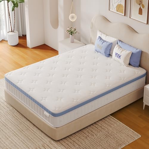 Queen Mattress 10 Inch, Hybrid Mattress Plush in a Box,Individual Pocket Spring Queen Size Bed with Breathable Memory Foam, Pressure Relief, Medium Firm Back Support for Adults