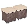Green4ever Patio Outdoor Ottoman, 2 Pieces All Weather Wicker Rattan Furniture Ottoman Seat Footstool Footrest with… 510oPekfq7L. SS100