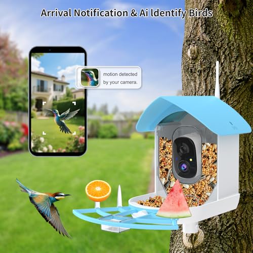 Image of Fazoxo Bird Feeder with Camera,Birds House Camera,Solar Powered,SkyBlue