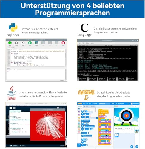 SunFounder Ultimate Starter Kit Für Raspberry Pi 5 4B 3B+ 400,PythonC Java Scratch Node.Js,161 Projekte,337 Artikel(Raspberry PI Nicht ENTHALTEN)