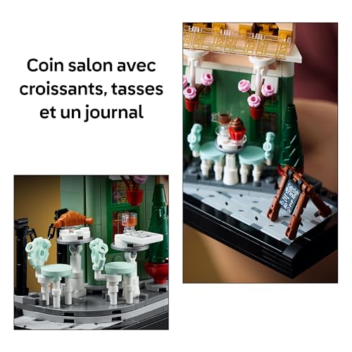 LEGO Icons Le café français - Construction pour Adulte sur Paris - Architecture Parisienne, chaises décoratives, Pots de Fleurs - Maquette de décoration Maison ou Bureau - Cadeau Femme ou Homme 10362