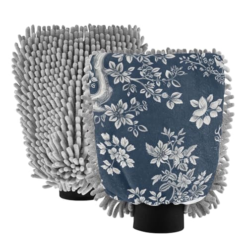 IOACIY Absorbent Microfiber Car Wash Drying Mitts, 2 Pack, Scratch-Free & Lint-Free, Rich Foam, Highly Absorbent, Double Sided, Wash Mitt Perfect for Car Washing, L, Cow (9)