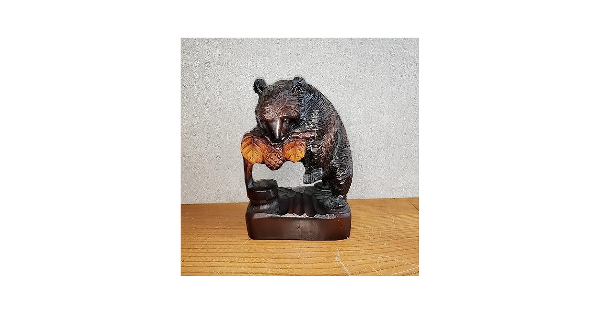 値下げ　作家名あり❗️木製クマ彫刻 約40✖️20✖️35 値下げ 作家名あり❗️木製クマ彫刻 約40️20️35