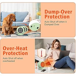 Space heaterptc ceramic electric desktop heater high output fan for home bedroom office desk indoor usegreen  urban country home decor