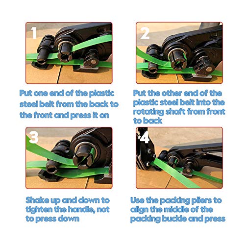 Image of MYFAMIREA Heavy Duty Poly Strapping Tensioner Sealer and Cutter Manual Packing Tools Kit for 1 /2 inch-3 /4 inch Width Polyester Polyproplyn Strap(Sky Blue)