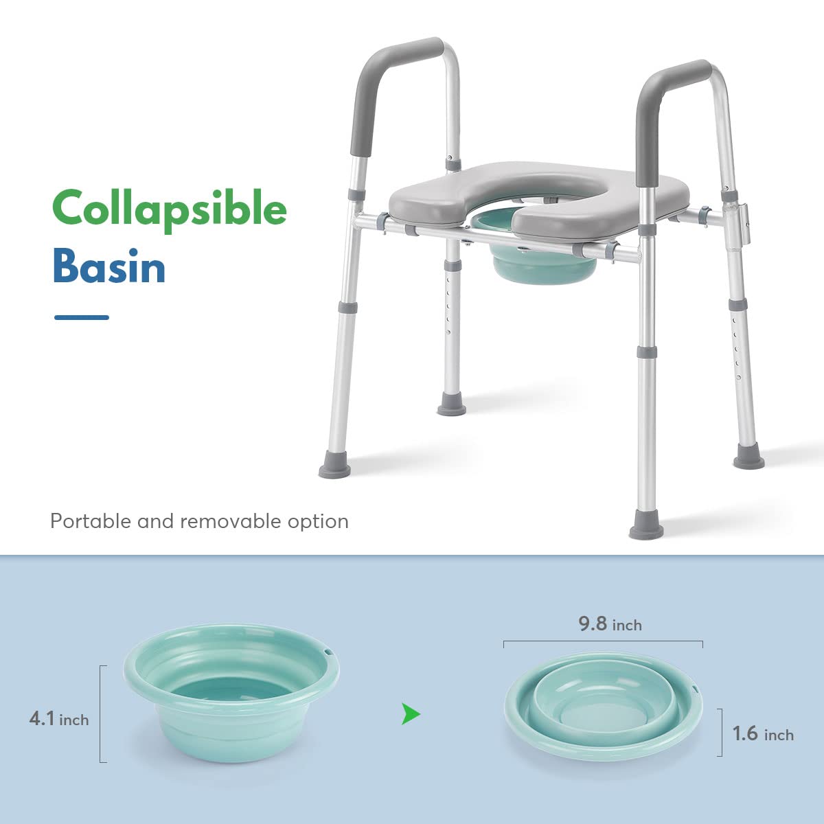 Buy AUITOA 4in1 Raised Toilet Seat with Handles and Back, 300lb