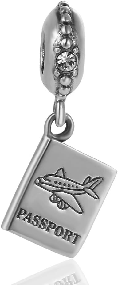 925 Sterling Silver Airplane Passport Charm Suitcase Cameral Hot Air Balloon Love Travel World Trip Charms for Panodra Bracelet