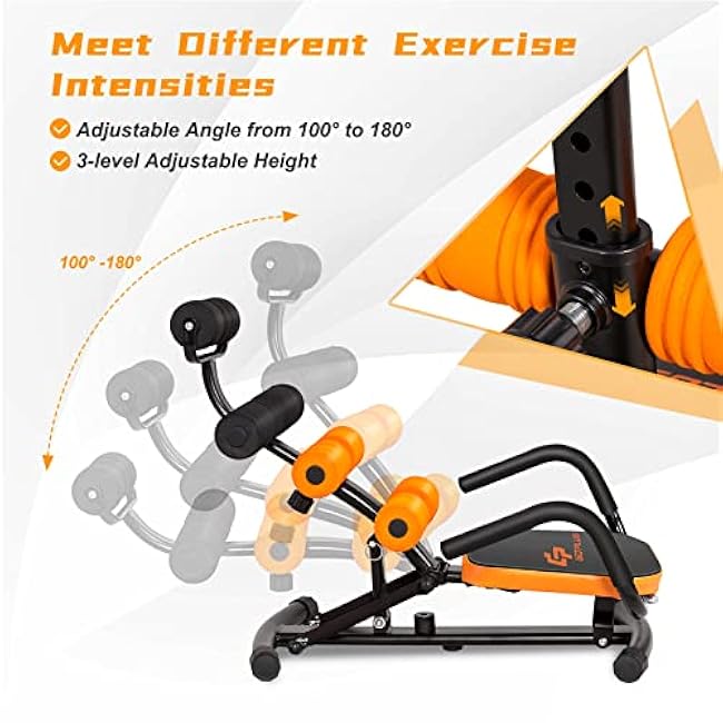 Goplus Core & Abdominal Trainers, Twister Trainer Ab Exercise Machine Height Adjustable Incline Workout Equipment Ab Rocket Exerciser