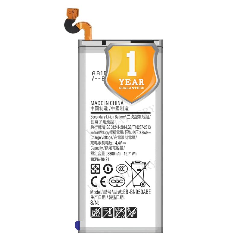 Image of Original EB-BN950ABE Battery Compatible for Samsung Galaxy Note 8 (SM-N950F, SM-N950U, SM-N9500, SM-N950U1, SM-N950N, SM-N950W, SC-01K, SM-N950FD) - (3300mAh) - 1 Year Warranty K7