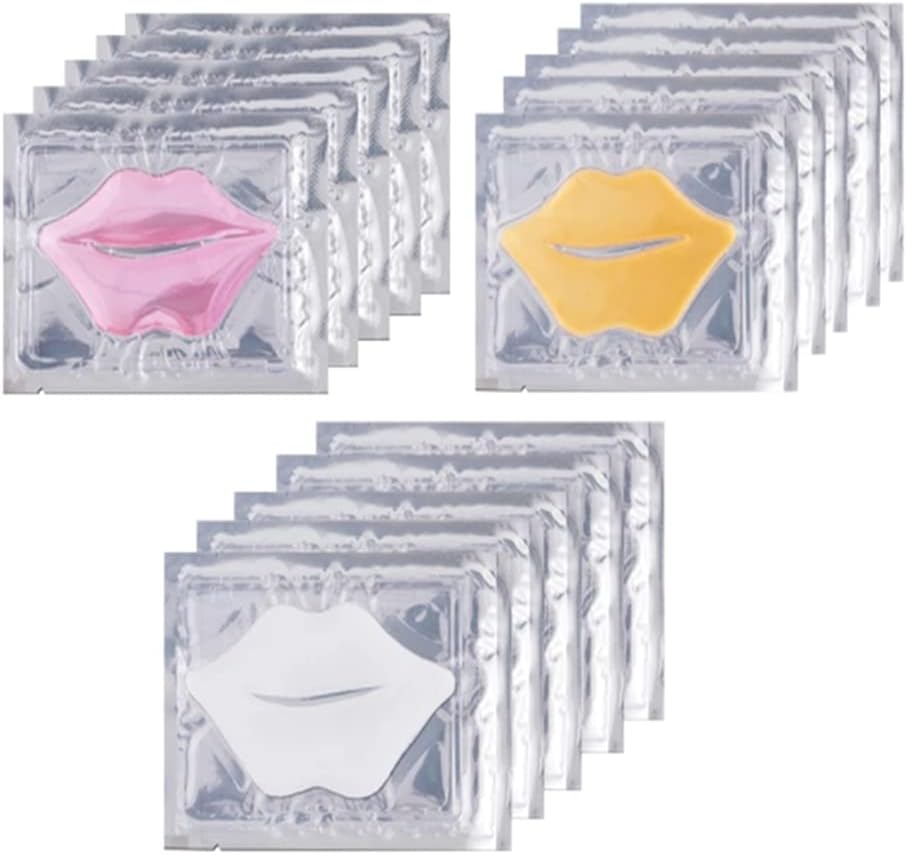 Juego de máscaras de labios de cristal de colágeno, 3 tipos, 15 piezas, parches de labios hidratantes y nutritivos, máscaras de gel hidratante antiarrugas y antienvejecimiento