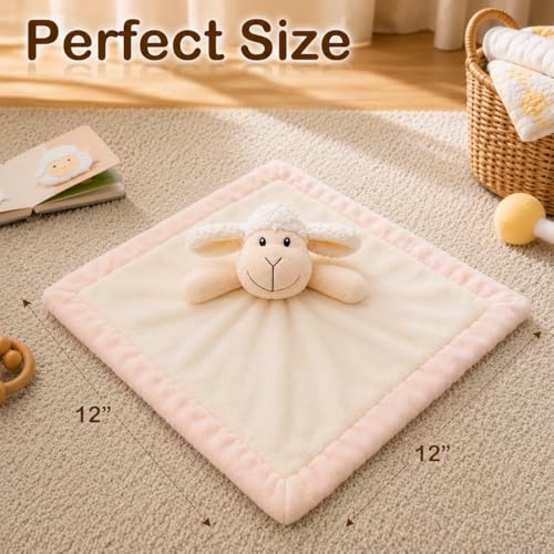 Image of Sheep Security Blanket: Soft, Gender Neutral Baby Loveys for Boys and Girls, Snuggle Toy Stuffed Animal, 12 Inch