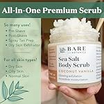 Bare Botanics Coconut Vanilla Body Scrub 24oz | Made in Madison, WI | All Natural Sea Salt Exfoliator w/ Skin Loving Moisturizers | Vegan & Cruelty Free | Gift Ready Packaging w/ a Cute Wooden Spoon - Image 3