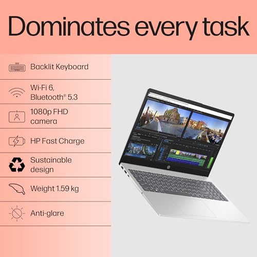 HP 15, 13th Gen Intel Core i5-1334U, 16GB DDR4, 512GB SSD, (Win 11, Office 24, Silver, 1.59kg), Anti-Glare, 15.6-inch(39.6cm) FHD Laptop, Iris Xe... - Image 3