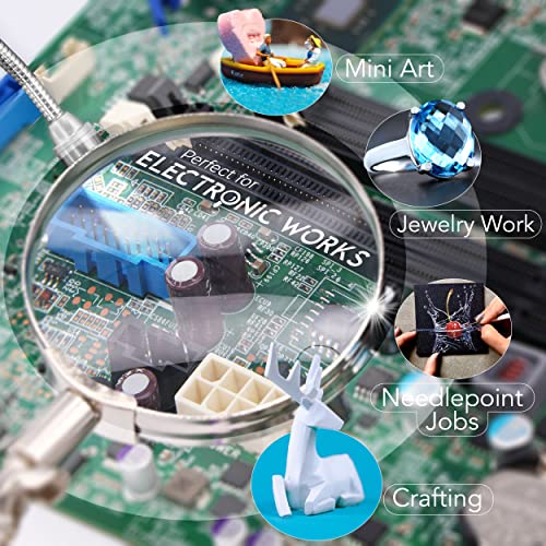 RamPro - Helping Hand Magnifier Glass Stand with Flexible Neck LED Flashlight & Alligator Clips - 3X Magnifying Lens, Perfect for Soldering, Crafting & Inspecting Micro Objects - Image 5