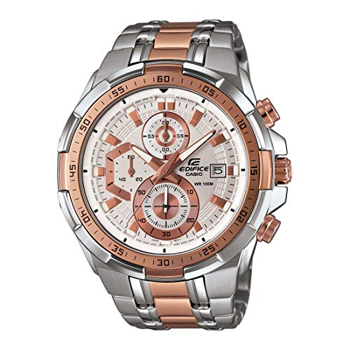 Image of Casio Edifice EFR-539SG-7A5VUDF White Analog Dial Dual Tone Stainless Steel Band Men's Watch Chronograph 100M Water Resistant EX222