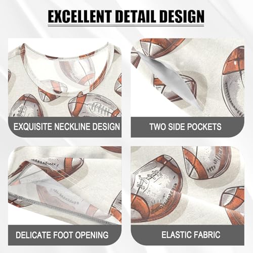 ALAZA Rugby American Football 3D Pajamas Short Sleeve 2 Piece Sleepwear Top and Bottom Pajama Set Unisex4