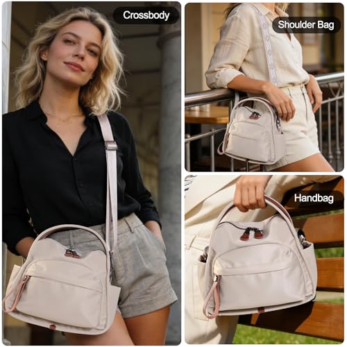 Nylon Crossbody Bag with 2 Straps