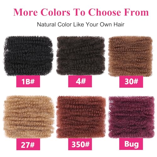 Unionbeauty 16 Inch 3 Packs Afro Kinkys Bulk Hair for Micro Twist Natural Black Synthetic Afro Kinky Curly Braiding Hair for Loc Repair Micro Locs Springy Twist Crochet Hair for Black Woman 1B#