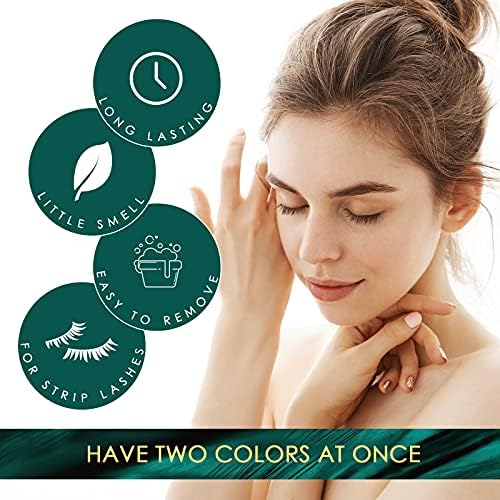 Lanciley Eyelash Glue Clear & Black 3g*2 0.1oz Strong Hold False Eyelash Glue with Brush Applicator Lash Adhensive Glue for Strip Lash Cluster Lashes Glue Waterproof Fast Drying