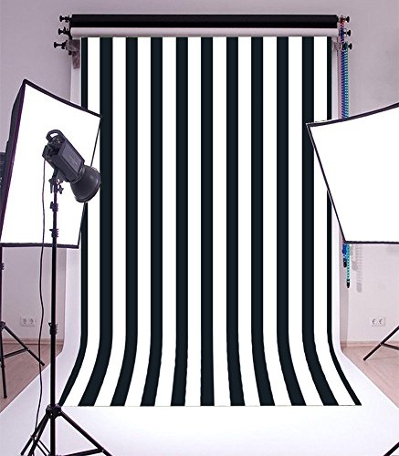 Laeacco Customizable 5x7ft Vinyl Photography Background Backdrop Dark Blue Blurry Black and White Stripes Theme Backdrop Photo Studio Props 1.5(w) x2.2(h) m