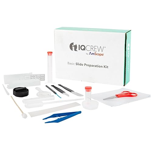 IQCrew - Kit de preparación de portaobjetos de microscopio de 35 piezas, juego de herramientas y accesorios para microscopía - SP-15