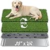 Dog Grass Pad with Tray Large, 35″ x 24″ Stainless Steel Dog Litter Box with 2 Premium Grass Pads & Reusable Pee Pad – Durable, Rust-Proof, Easy Clean Dog Toilet for Large Dogs Indoor Outdoor Use