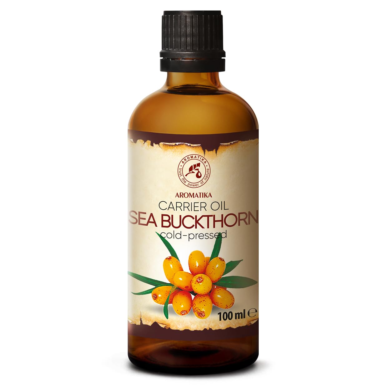 Sea Buckthorn Fruit Oil 100ml - 100% Pure & Natural - Cold Pressed - Unrefined - Hippophae Rhamnoides Oil - Best for Hair - Face - Body - Aromatherapy - Relaxation - Massage - Spa