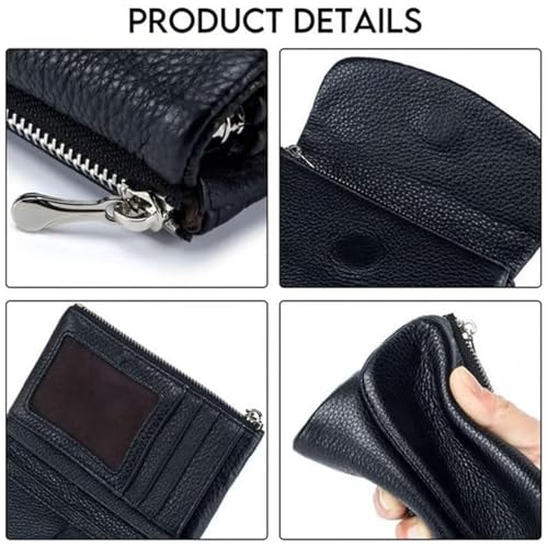 Unisex Pebble Leather Wallet, 5.3In Compact Genuine Leather Coin & Card Holder, Bifold Pocket Purse (Dark blue)2