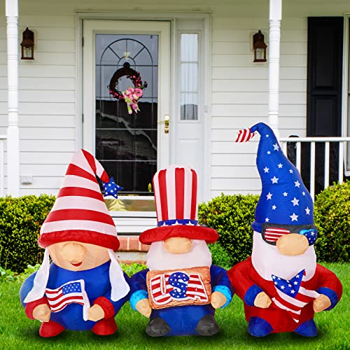 Sratte 6 Ft Fourth Of July Decorations Outdoor Independence Day Inflatable Decoration Patriotic Inflatable Gnome With Led Lights For Memorial Day Yard Holiday Garden Party #TOP2