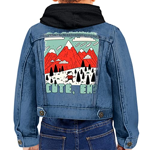 Cute Print Toddler Hooded Denim Jacket - Canada's Patriot Jean Jacket - Graphic Denim Jacket for Kids