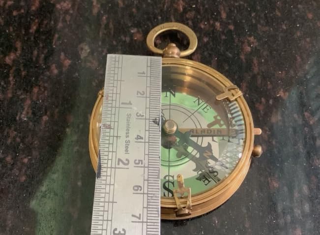 Brújula de bolsillo de latón antiguo – Grabado Dollond London, instrumento náutico coleccionable de navegación miniatura 6
