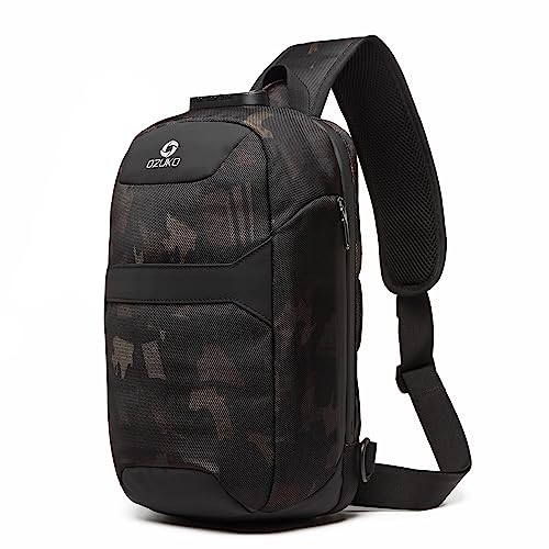 OZUKO Anti Theft crossbody Sling Bag for Men, Waterproof Chest Daypack with USB Charging Port & Adjustable Strap for Daily