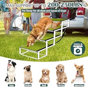 Dog Ramp for Car, Extra Wide Dog Car Stair for Large Dogs, Pet Steps Lightweight Aluminum Foldable Dog Steps for Cars and SUV,High Beds, Trucks, Supports up to 200 lbs (Extra Wide-4 Steps with Grass) Dog Ramp for Car Extra Wide Dog Car Stair for Large Dogs Pet Steps Lightweight Aluminum Foldable Dog Steps for Cars and SUVHigh Beds Trucks Supports up to 200 lbs Extra Wide 4 Steps with Grass