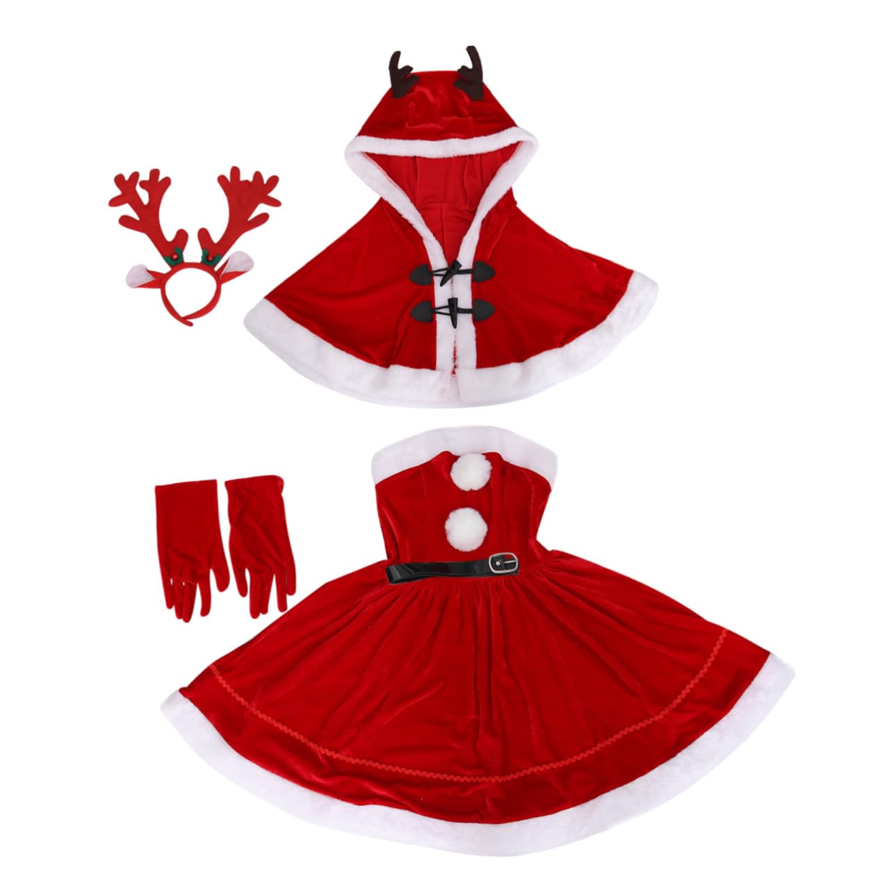 Housoutil Abito Natalizio per Bambina in Poliestere Rosso Tessuto Confortevole e Alta Ritenzione di Calore, Costume Adorabile per Festa di Vigilia di Natale