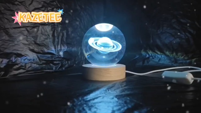 Image of 3D Saturn Crystal Ball 3.15 inch / Wooden USB Switch Base with LED Gradient Lighting /Saturn Ring Model Decor /Birthday, Christmas, Valentine's Day, Christmas Gifts