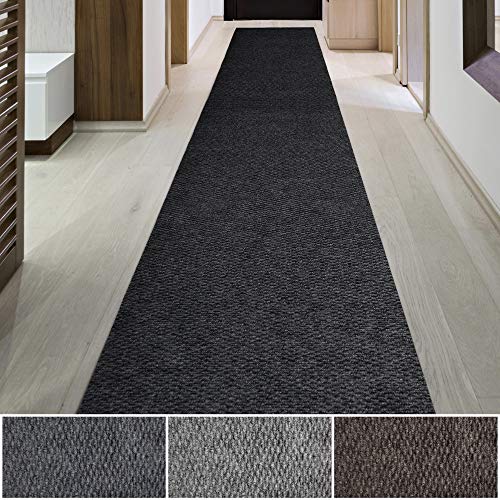 iCustomRug Spartan Waterproof Utility Runner Rug Mat, Floor Protector from Snow & Dirt, High-Traffic Areas, Non Slip Backing, Doorway, Hallway, Washable, Custom Width & Lengths 3' X 14' in Black