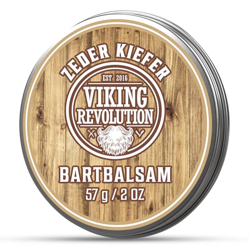 Viking Revolution - Bart Balsam mit Sandelholzduft & Argan- & Jojobaöl - Bartwachs - Stylt, Stärkt & Macht Bärte & Schnurrbärte Weich - Geschenke Für Männer- Cedar & Pine - 57 g