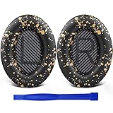 SoloWIT イヤーパッド イヤークッション 交換用 Bose QuietComfort 35 & 35ii(QC35 & QC35ii)に対応 ヘッドフォンに適用 ヘッドホンパッド 遮音 ソフトレザー 高密度フォーム (ブラックゴールド)