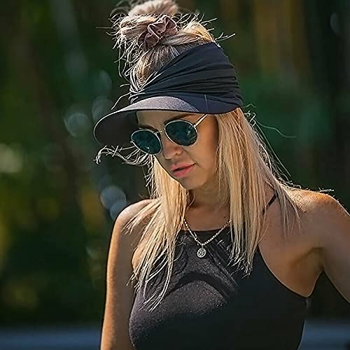 None-Brand-Sun-Visor-Hats-for-Women-Wide-Brim-UV-Protection-Summer-Beach-Cap-Elasticity-Empty-Top-Cap