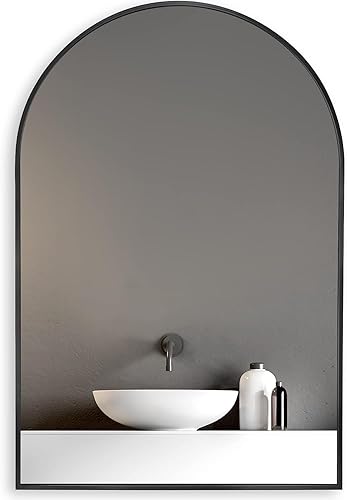 Miniatura 3 de Espejo de pared de 36 x 24 pulgadas, espejo de baño, espejo de tocador, para baño, dormitorio, entrada, con marco de metal, espejo de pared moderno