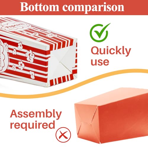 maqihan 18 popcorn boxes easy assembly - 46oz square popcorn bowls square buckets containers tub paper cups holders disposable halloween carnival christmas movie night party individual servings