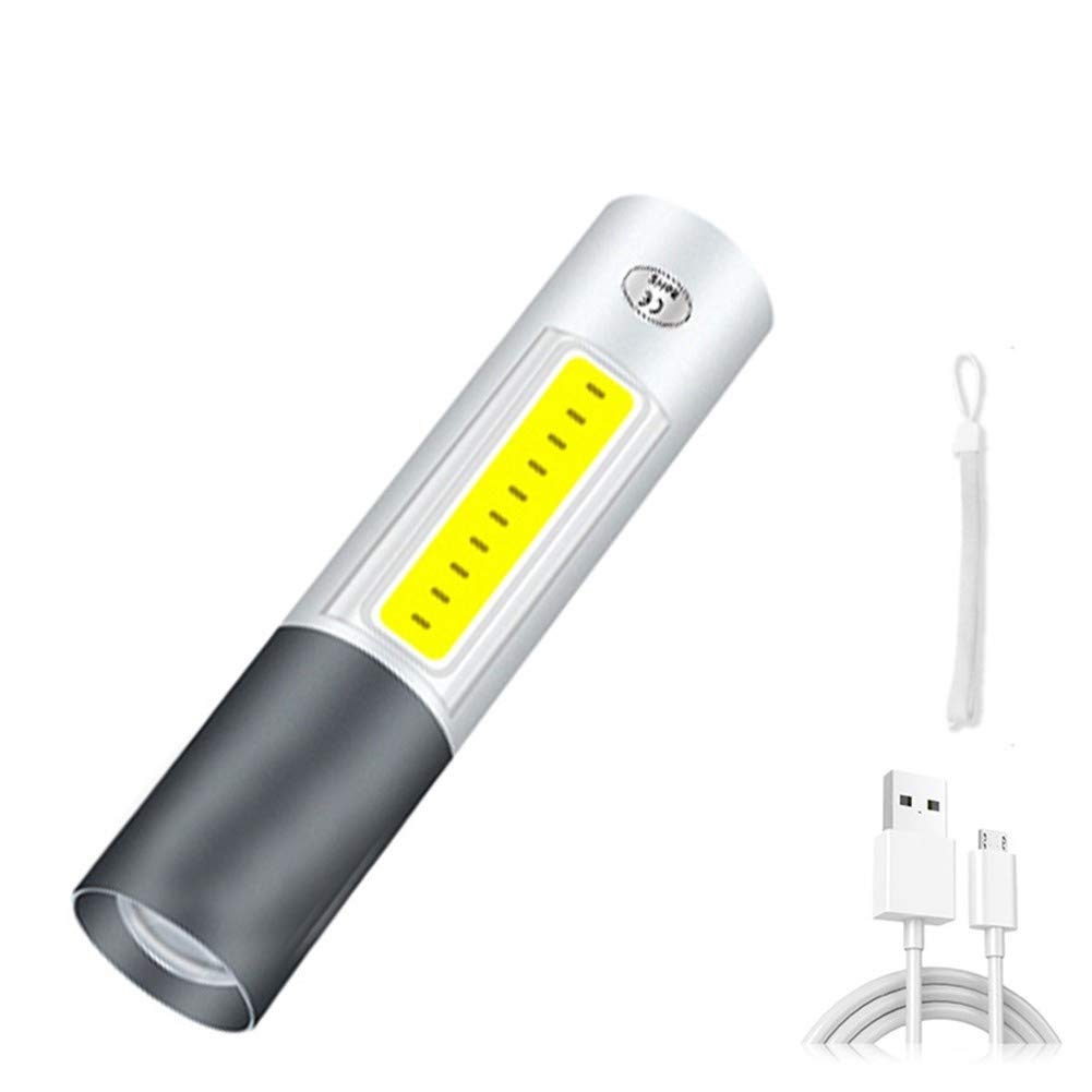 Flashlight, USB Charging Led Flashlight, Mini Streamlight Flashlight for Zoom Portable Set for Night Lighting lumintop Flashlight (Color : Black, Size : Package A)