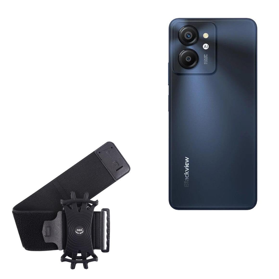 BoxWave Holster Compatible with Blackview Color 8 - ActiveStretch Sport Armband, Adjustable Armband for Workout and Running - Jet Black