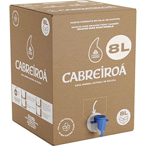 CABREIROA - Agua Mineral sin Gas- Caja de Carton con Dispensador - 8 Litros Total - Packaging Sustentable Cover