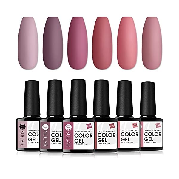 UR SUGAR UV Nagellack Nude Gel Nagellack Set, 6 Farben Braun Pink Farbgel Gellack für Gelnägel Shellac Set Soak off UV…
