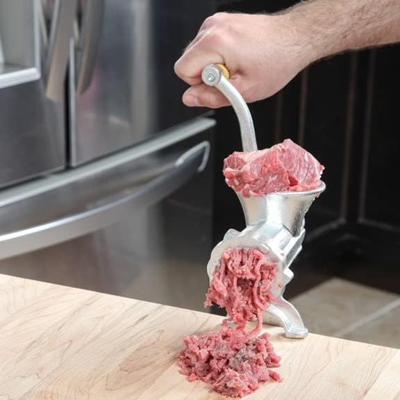 Miniatura 4 de Home-X Picadora manual de carne, abrazadera de mesa de hierro fundido resistente, picadora de alimentos, picadora de carne pequeña para uso doméstico