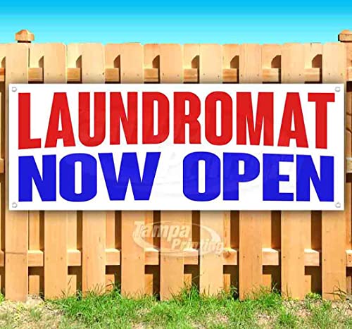Laundromat Now Open Banner 13 oz | Non-Fabric | Heavy-Duty Vinyl Single-Sided With Metal Grommets