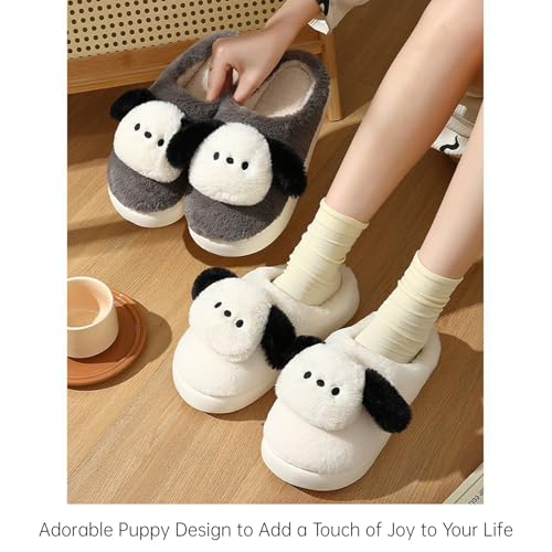 Fuzzy Fluffy Cute Cartoon Puppy Cotton Slippers Comfy Autumn Winter Slippers, Cute Fuzzy Plush Winter Indoor Outdoor3